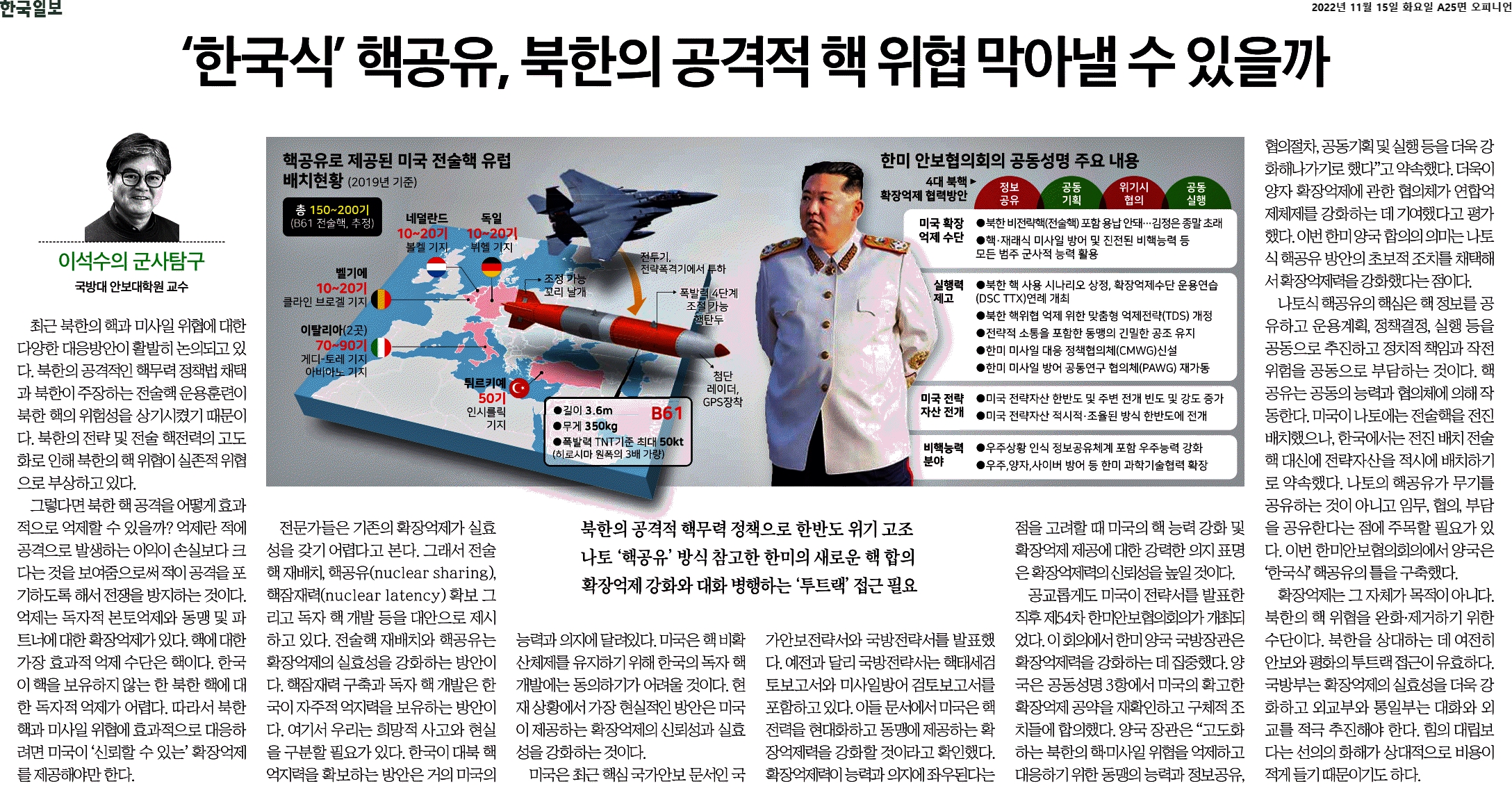 ‘한국식’ 핵공유, 북한의 공격적 핵 위협 막아낼 수 있을까
